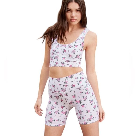 NWT Spiritual Gangster floral Intent Sport High Waist Biker Shorts extra small - Picture 1 of 8